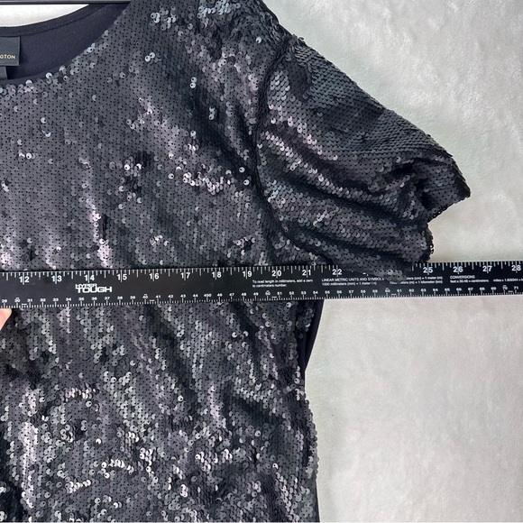 WORTHINGTON Black & Silver Sparkle Sequin Short Sleeve Festive Disco Blouse Sz L - Picture 12 of 16